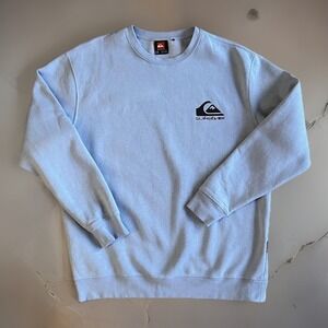 Quiksilver Sweatshirt Mens Medium Blue Crewneck Fleece Pullover Surf Logo